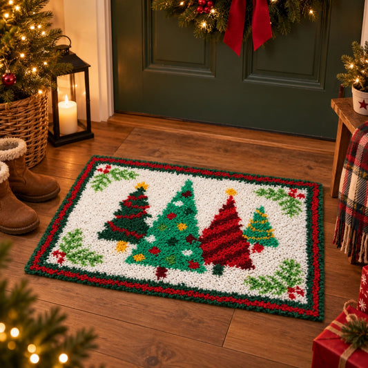 Latch Hook Mat Kerstbomen 50x36 cm – Compleet DIY Pakket