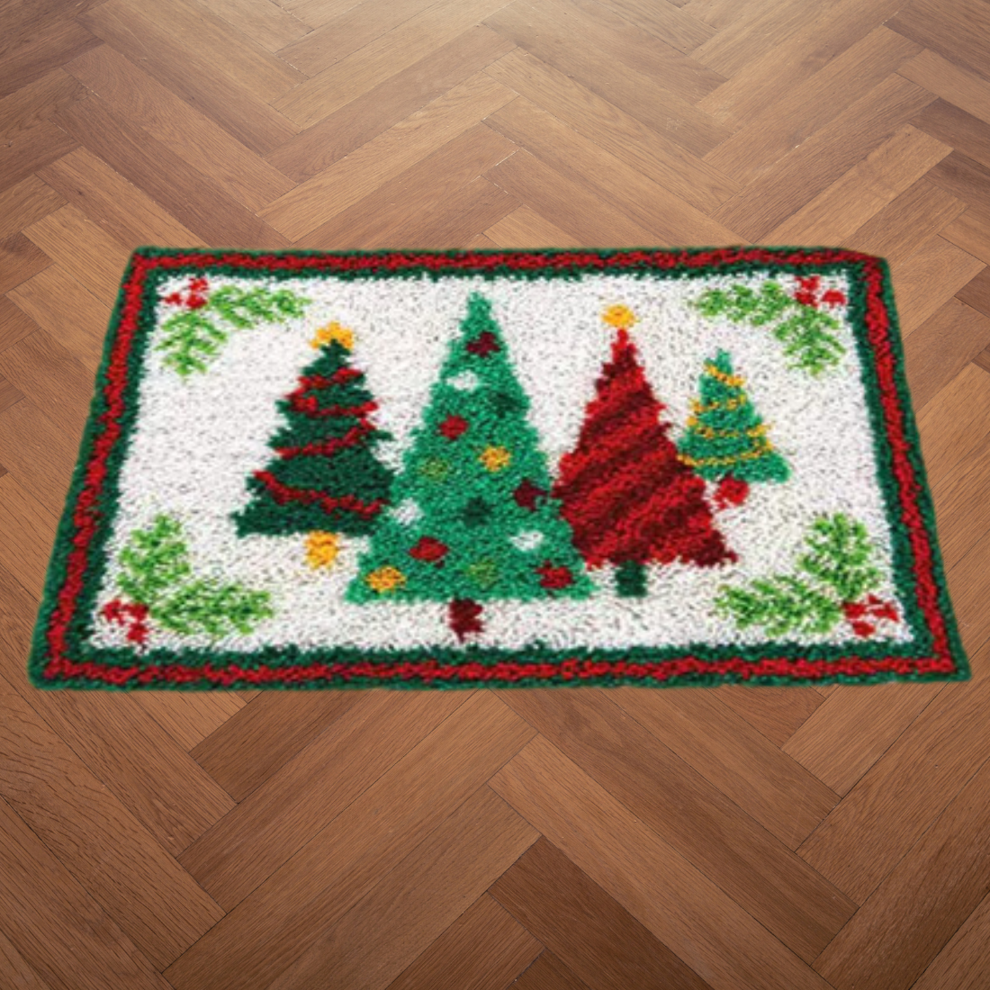 Latch hook mat kerstbomen - 36 x 50 cm