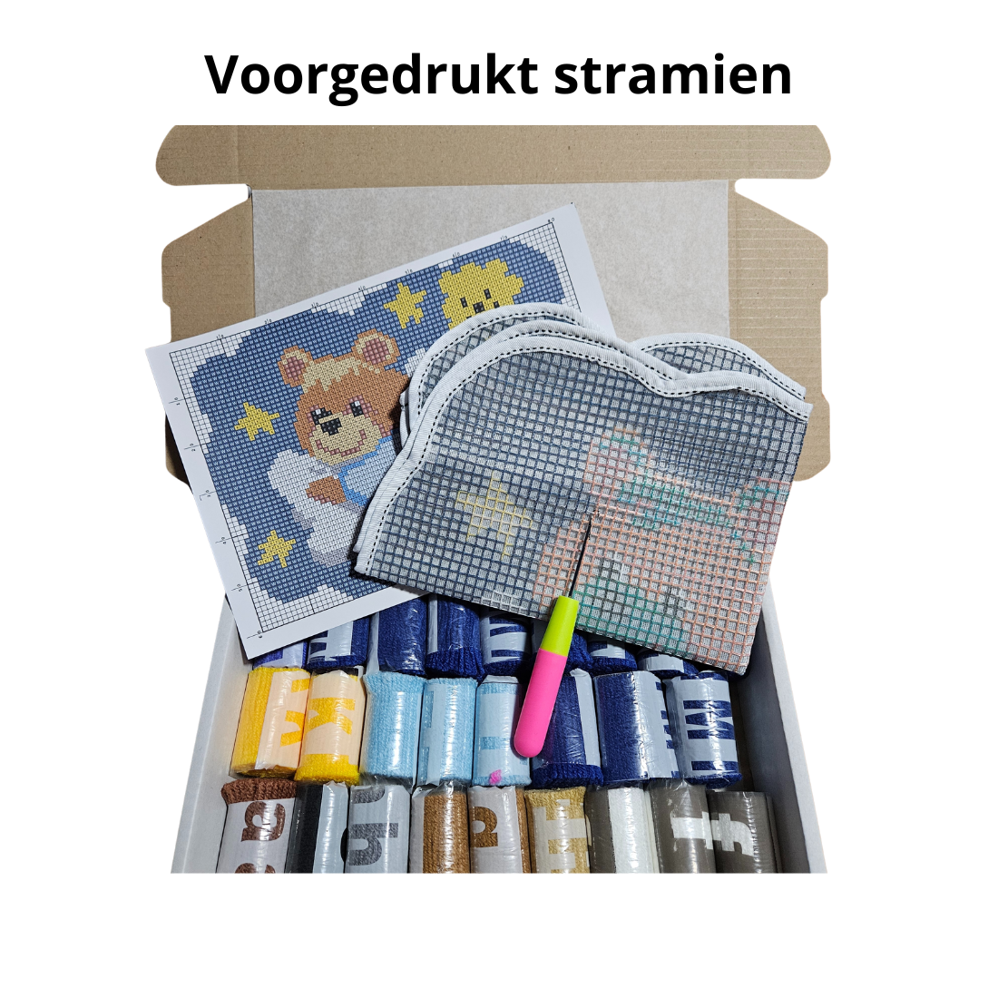 Latch hook mat Beer op wolk blauw diy kit