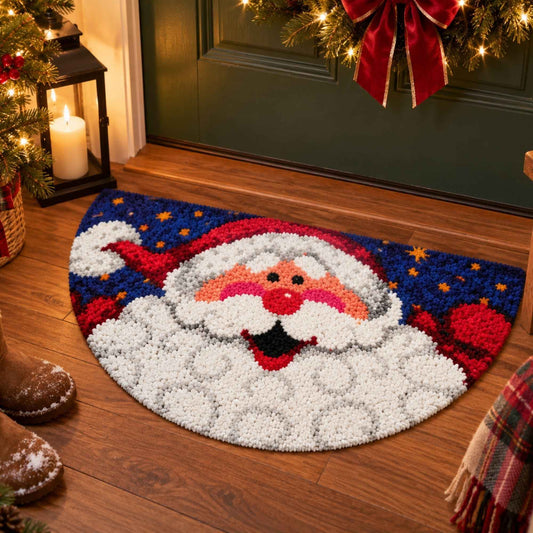 Latch Hook Mat Kerstman Halfrond 50x30 cm – Compleet DIY Pakket