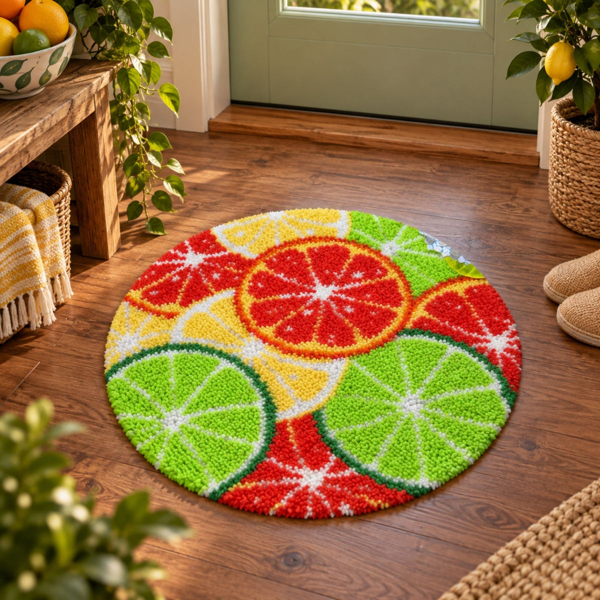 Latch Hook Mat Citrusvruchten 45x45 cm – Compleet DIY Pakket