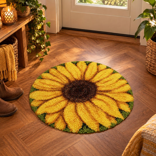 Latch Hook Mat Zonnebloem 50x50 cm – Compleet DIY Pakket