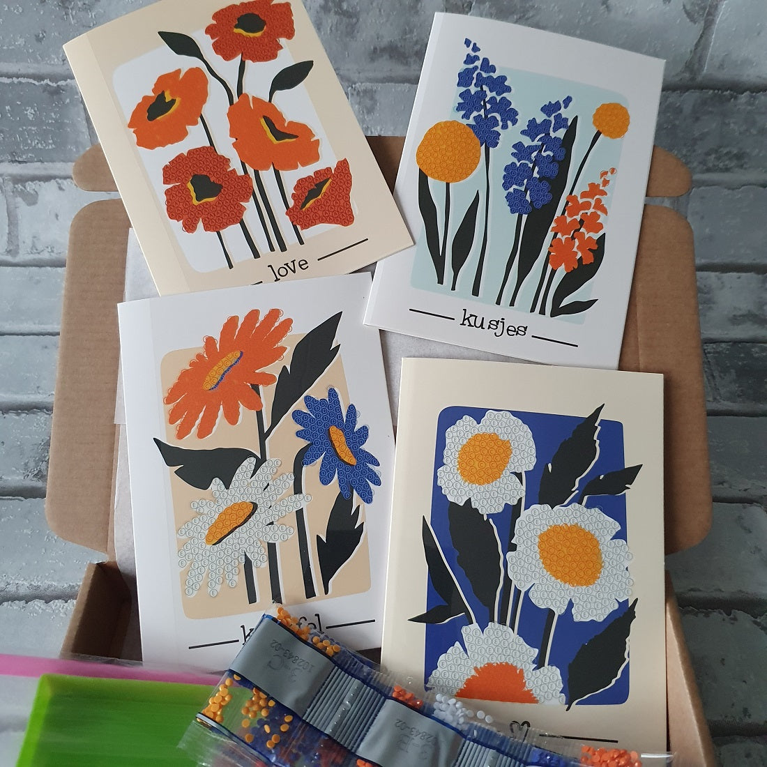 Diamond painting kaarten - Bloemen