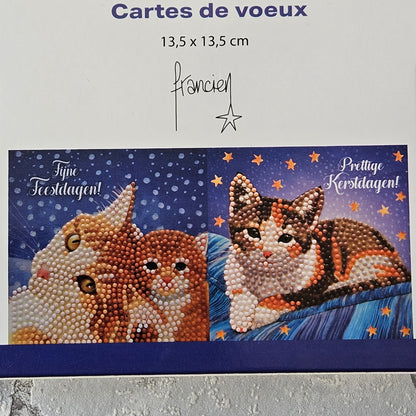 Diamond painting kerstkaarten - Katten