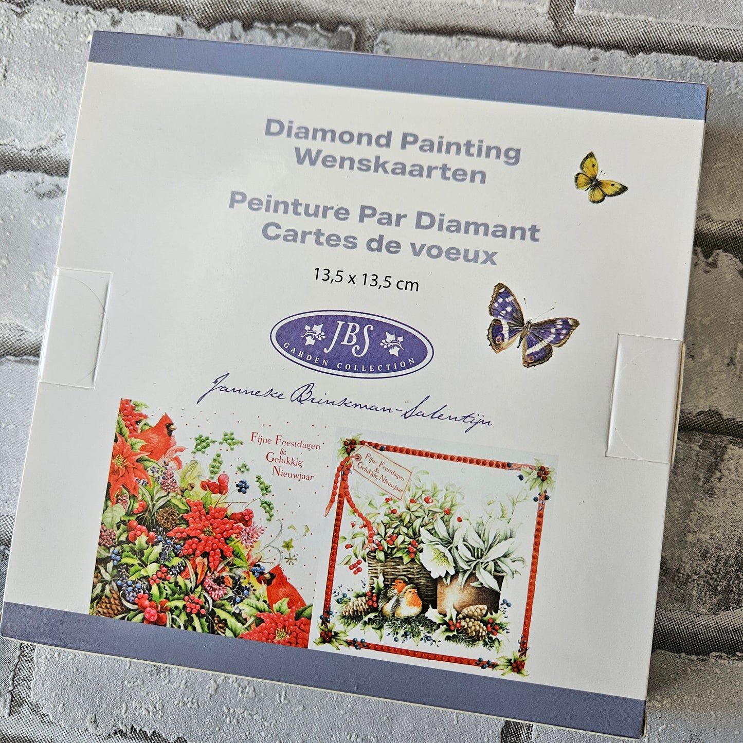 Diamond painting kerstkaarten - Roodborstje en bloemen