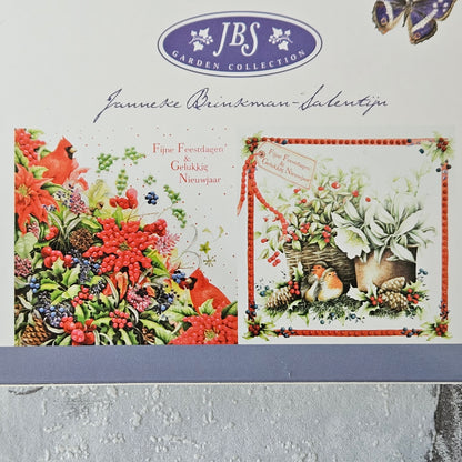Diamond painting kerstkaarten - Roodborstje en bloemen