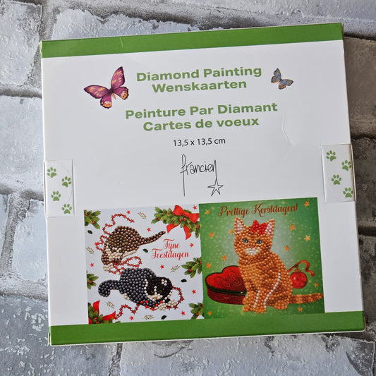 Diamond painting kerstkaarten - Katten