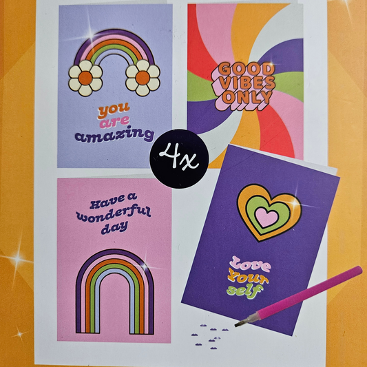 Diamond painting kaarten - Regenbogen & good vibes