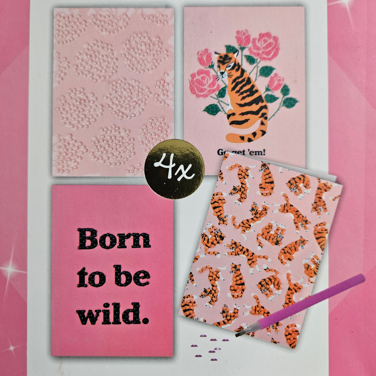 Diamond painting kaarten - Roze panter