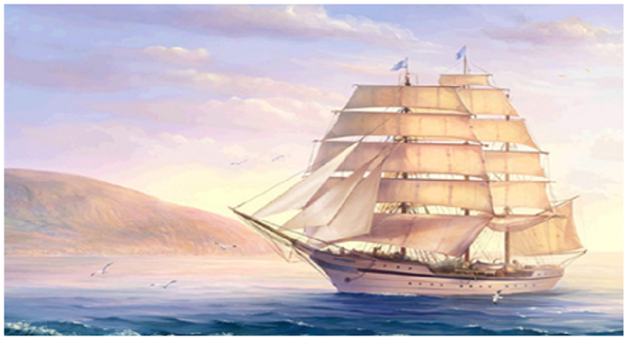 Diamond painting Schip - 35x25 cm - Ronde steentjes