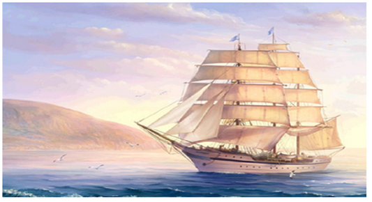 Diamond painting Schip - 35x25 cm - Ronde steentjes