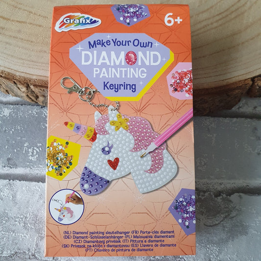 DIY kit, diamond painting sleutelhanger eenhoorn