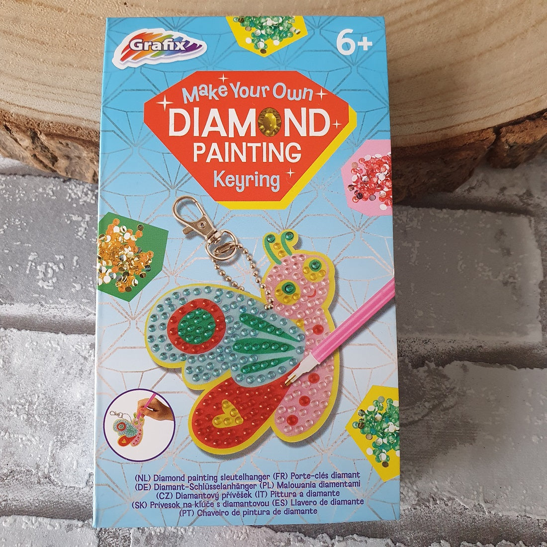 Diy kit, diamond painting sleutelhanger, vlinder