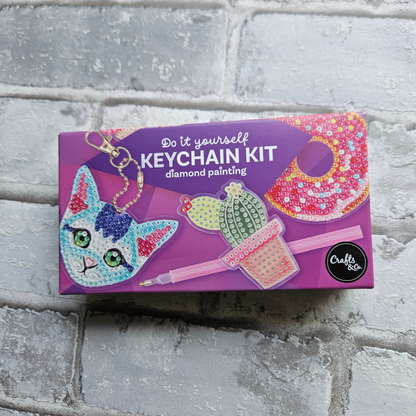 Diamond painting - Sleutelhangers - Set van 4 - Kat, donut, cactus en cupcake
