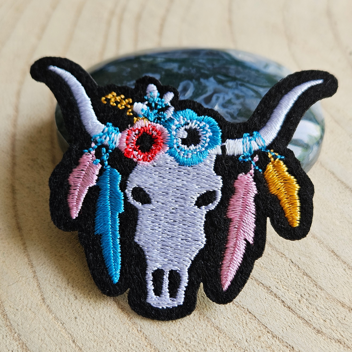 Strijk embleem - Iron on Patch - Runderschedel