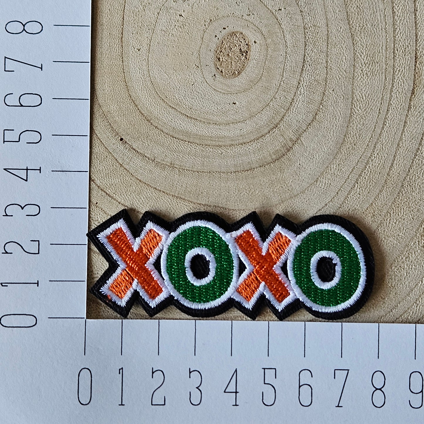 Strijk embleem - Iron on Patch -  XOXO Oranje groen - Kruikenstad