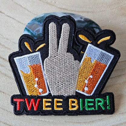 Strijk embleem - Iron on Patch -  Twee bier