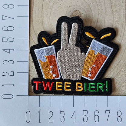 Strijk embleem - Iron on Patch -  Twee bier