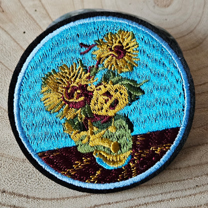 Strijk embleem - Iron on Patch - Zonnebloemen in vaas