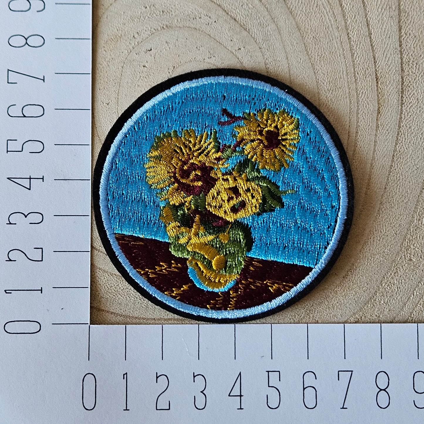 Strijk embleem - Iron on Patch - Zonnebloemen in vaas