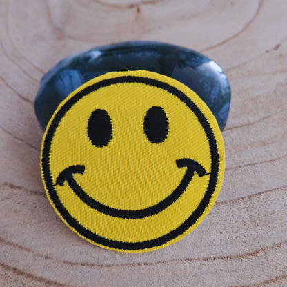 Strijk embleem - Iron on Patch - Gele smiley