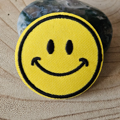 Strijk embleem - Iron on Patch - Gele smiley