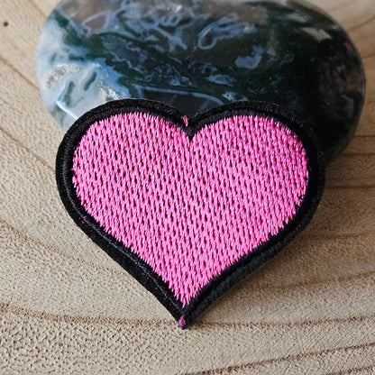 Strijk embleem - Iron on Patch - Roze hart