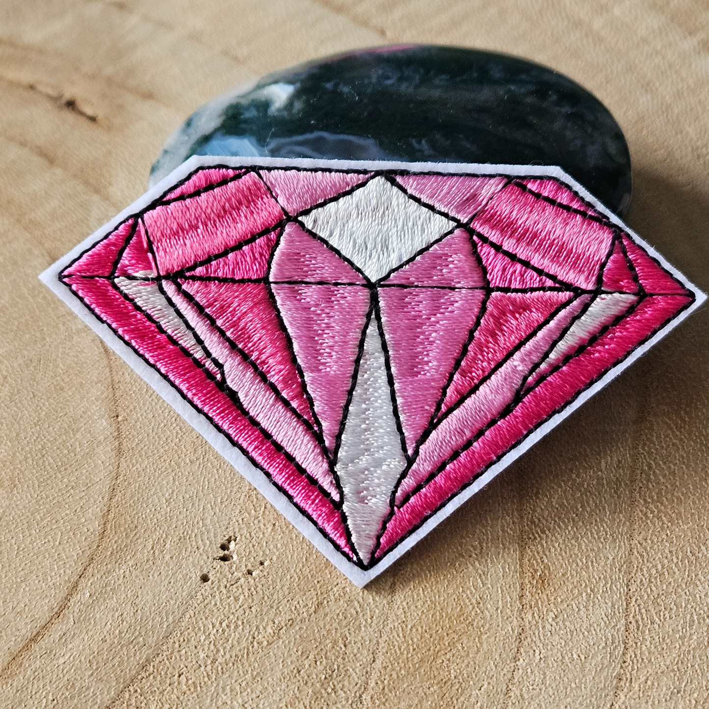 Strijk embleem - Iron on Patch -  Roze diamant