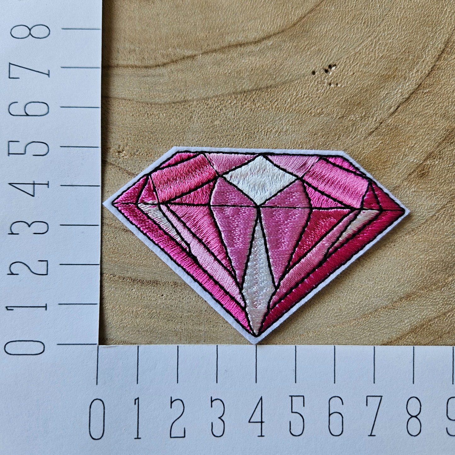 Strijk embleem - Iron on Patch -  Roze diamant