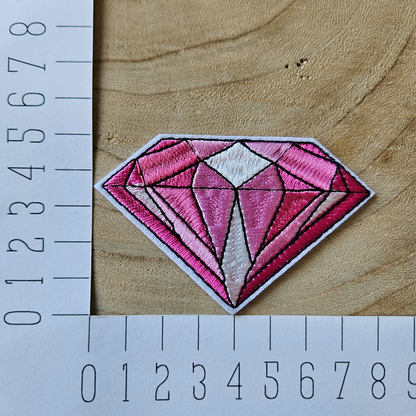 Strijk embleem - Iron on Patch -  Roze diamant