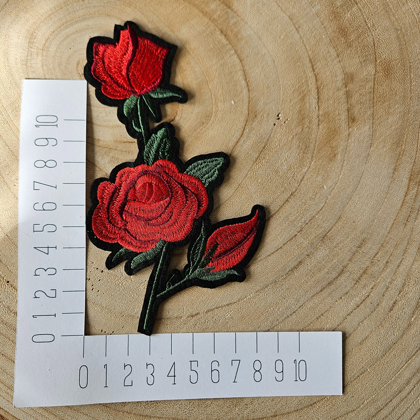 Strijk embleem - Iron on Patch - Rode roos