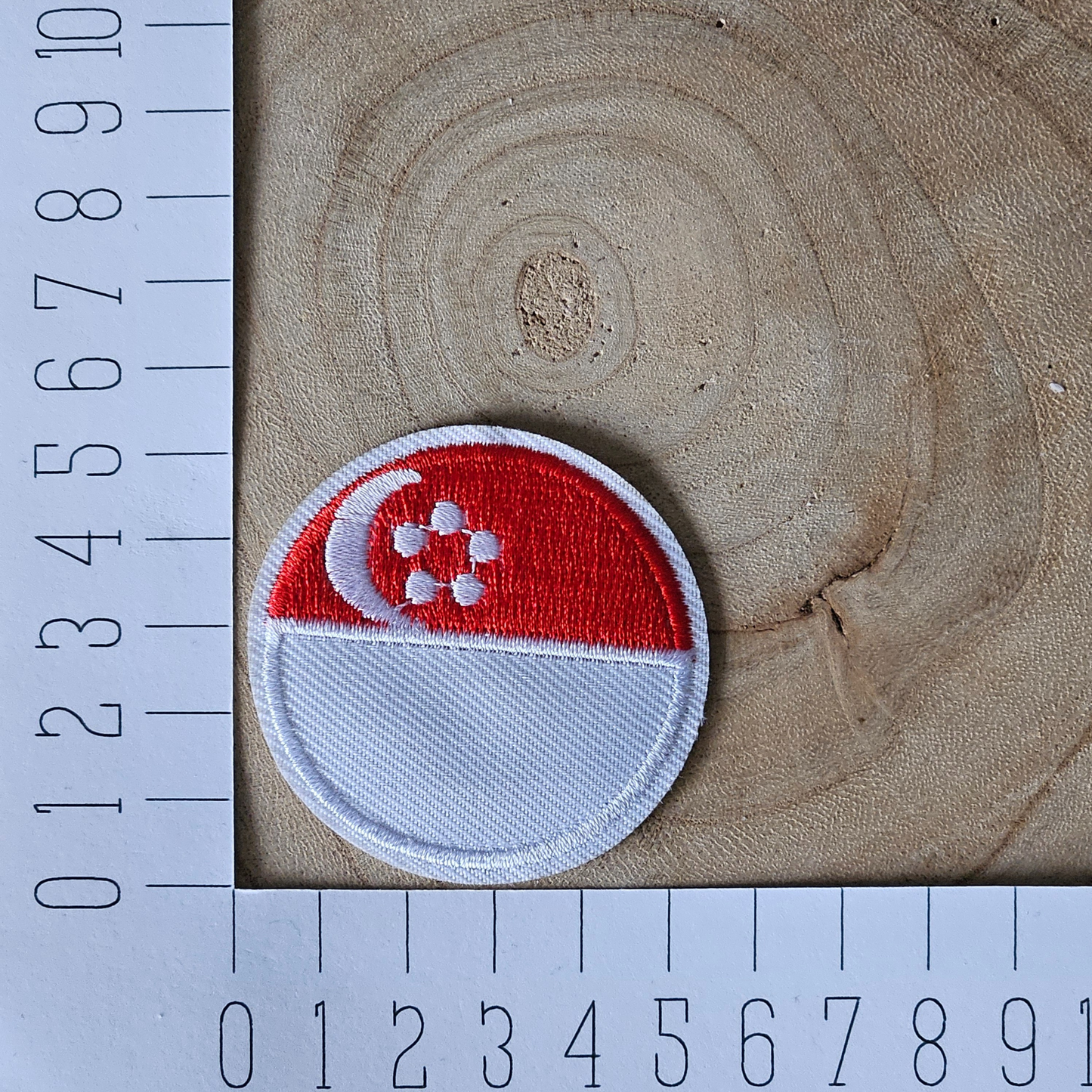 Strijk embleem - Iron on Patch - Rood witte vlag met maan