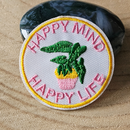 Strijk embleem - Iron on Patch - Happy mind
