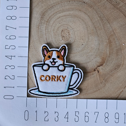 Strijk embleem - Iron on Patch - Corky coffee