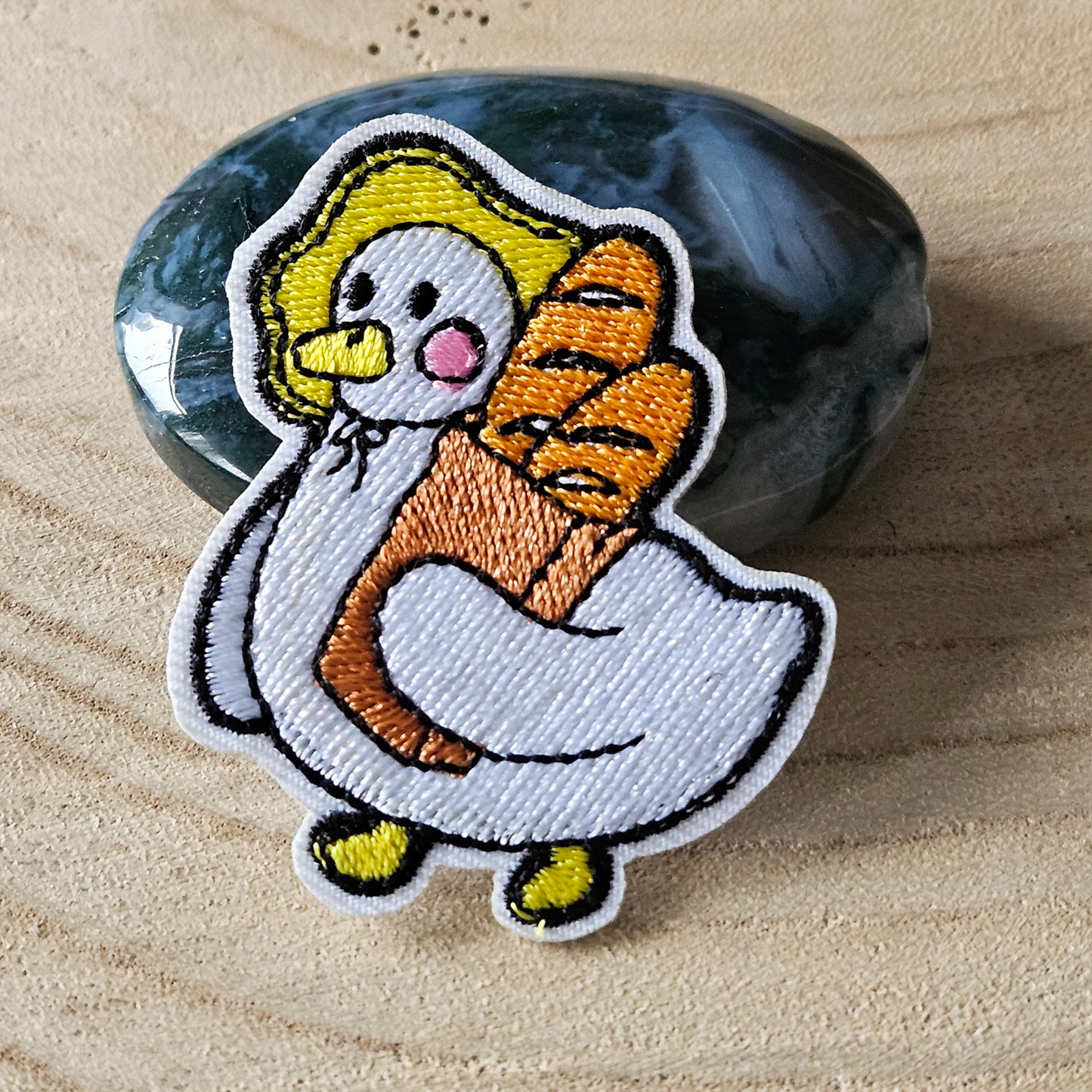 Strijk embleem - Iron on Patch - Eend met stokbrood