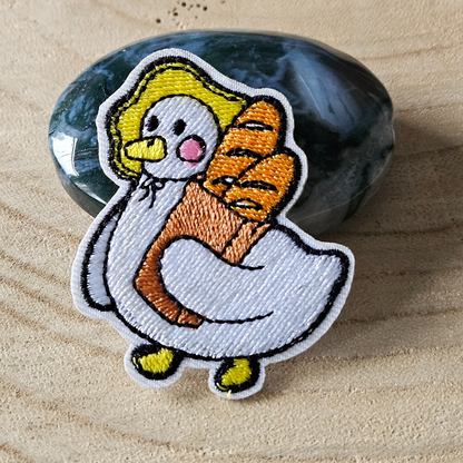 Strijk embleem - Iron on Patch - Eend met stokbrood