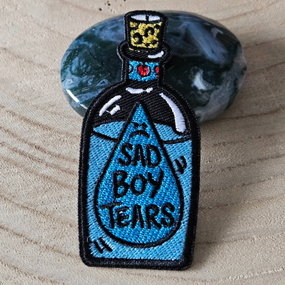 Strijk embleem - Iron on Patch - Sad boy tears