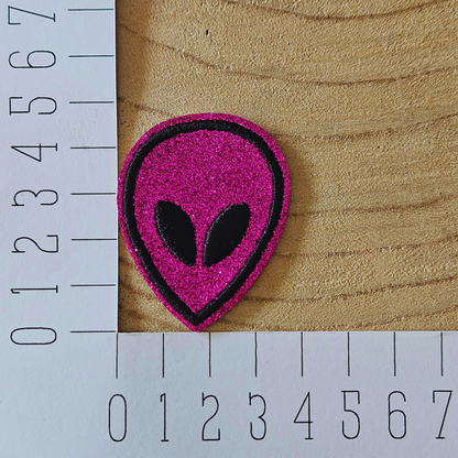 Strijk embleem  -  Iron on Patch - Paarse alien