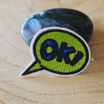 Strijk embleem  -  Iron on Patch - Tekst ballon OK