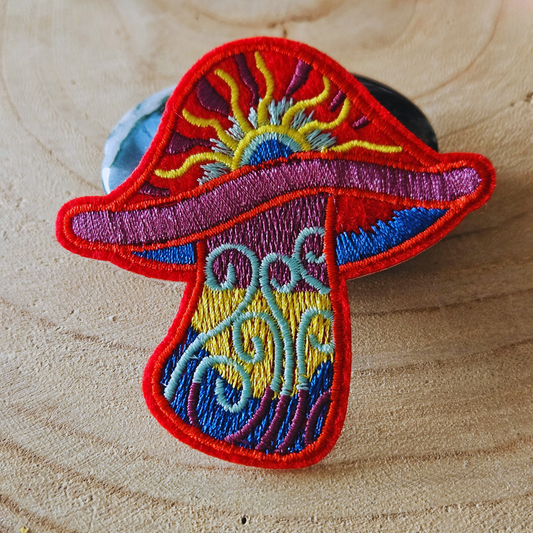 Strijk embleem  -  Iron on Patch - Paddenstoel