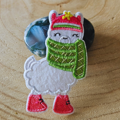 Strijk embleem  -  Iron on Patch - Alpaca met sjaal