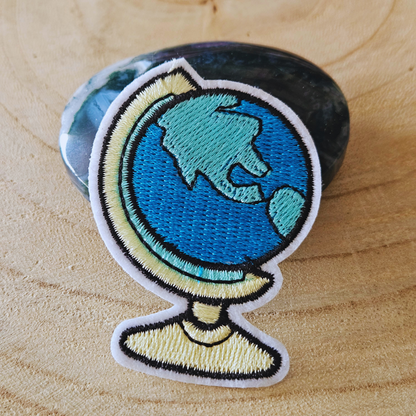 Strijk embleem  -  Iron on Patch - Wereld bol - Globe