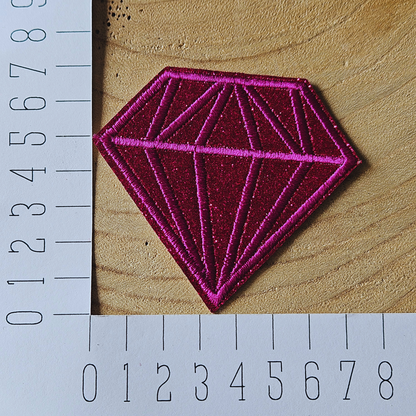 Strijk embleem  -  Iron on Patch - Diamant Roze