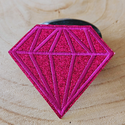 Strijk embleem  -  Iron on Patch - Diamant Roze