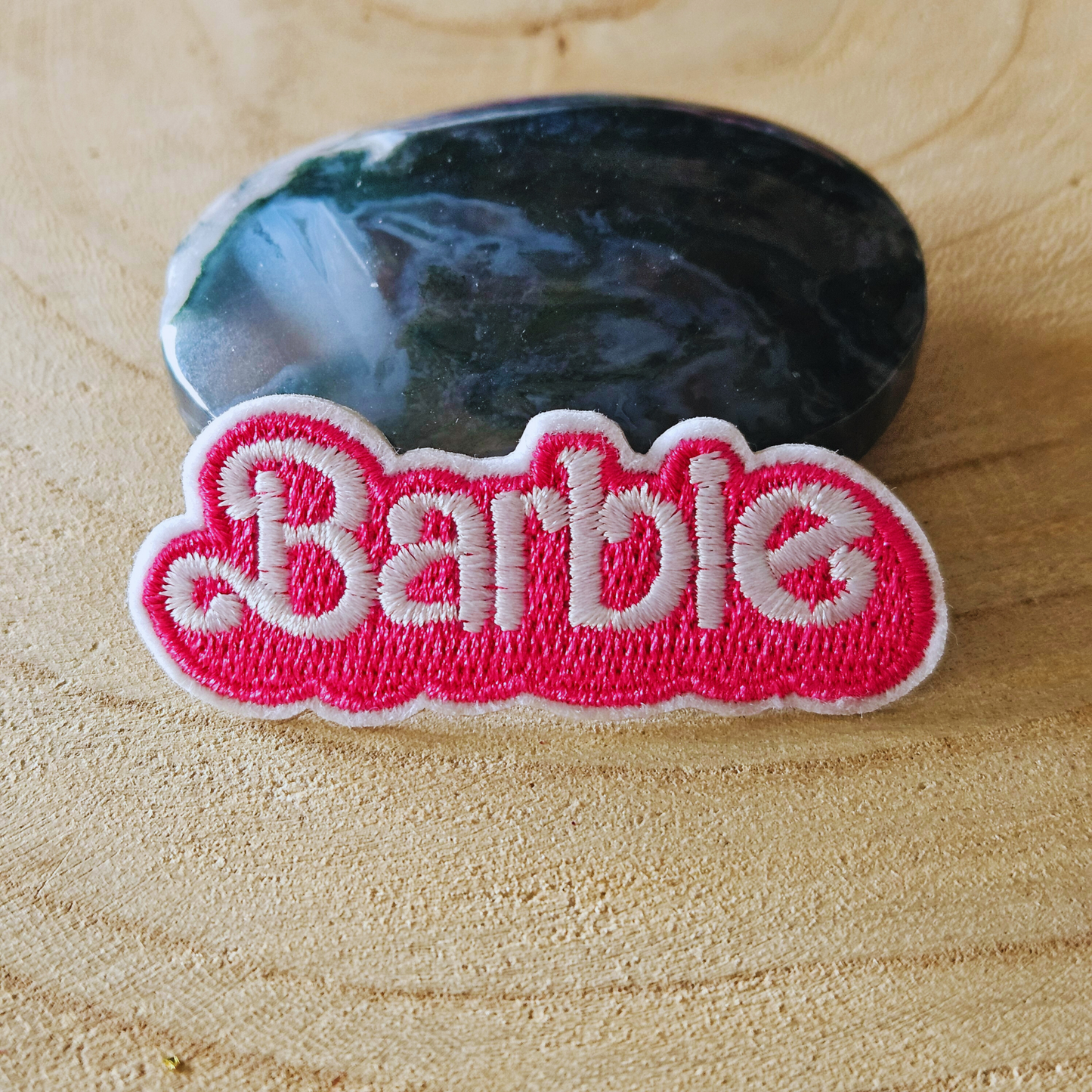 Strijk embleem  -  Iron on Patch - Roze tekst