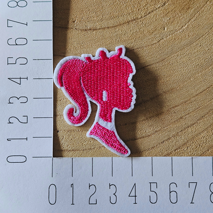 Strijk embleem  -  Iron on Patch - Roze vrouw met kroon