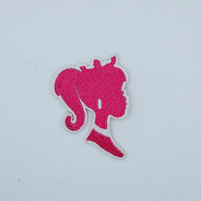 Strijk embleem  -  Iron on Patch - Roze vrouw met kroon