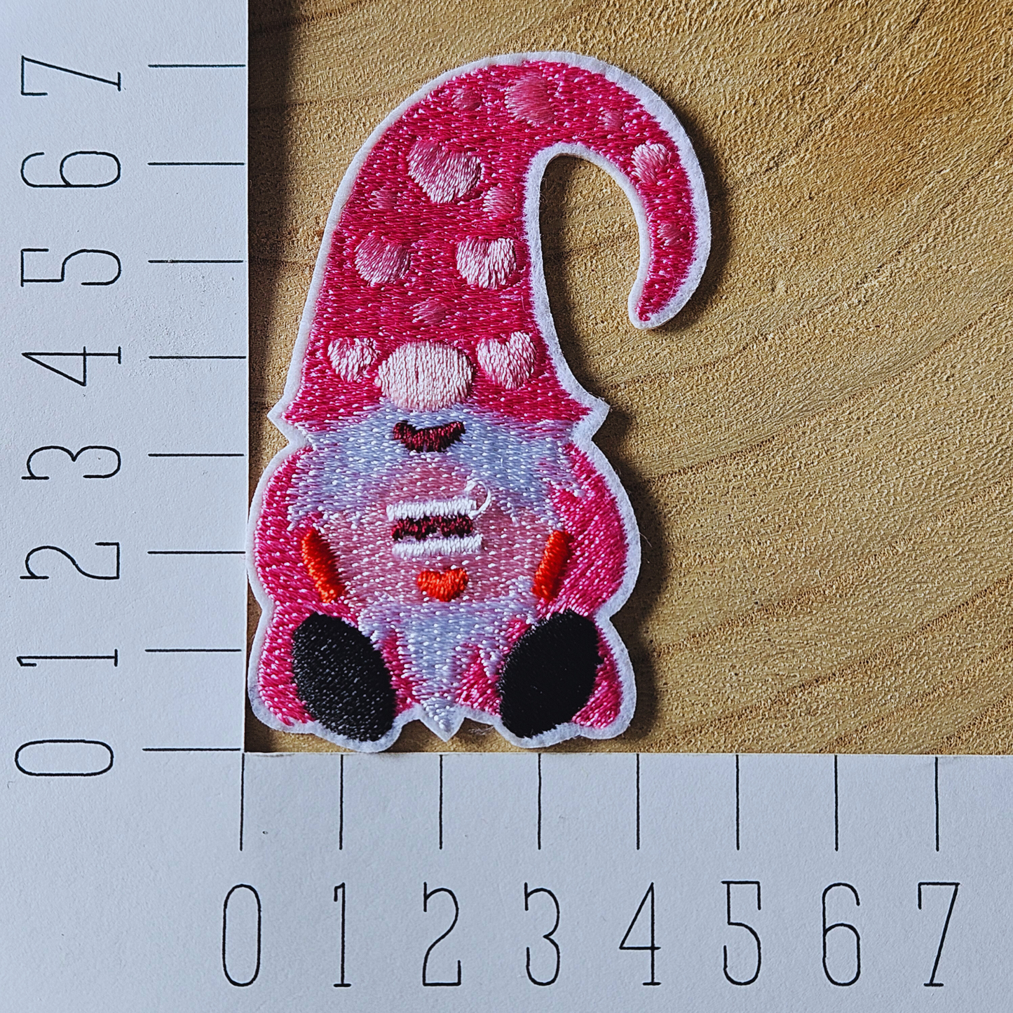 Strijk embleem  -  Iron on Patch - Roze gnome