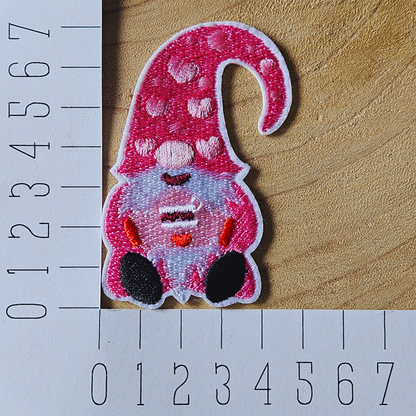Strijk embleem  -  Iron on Patch - Roze gnome