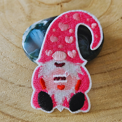 Strijk embleem  -  Iron on Patch - Roze gnome